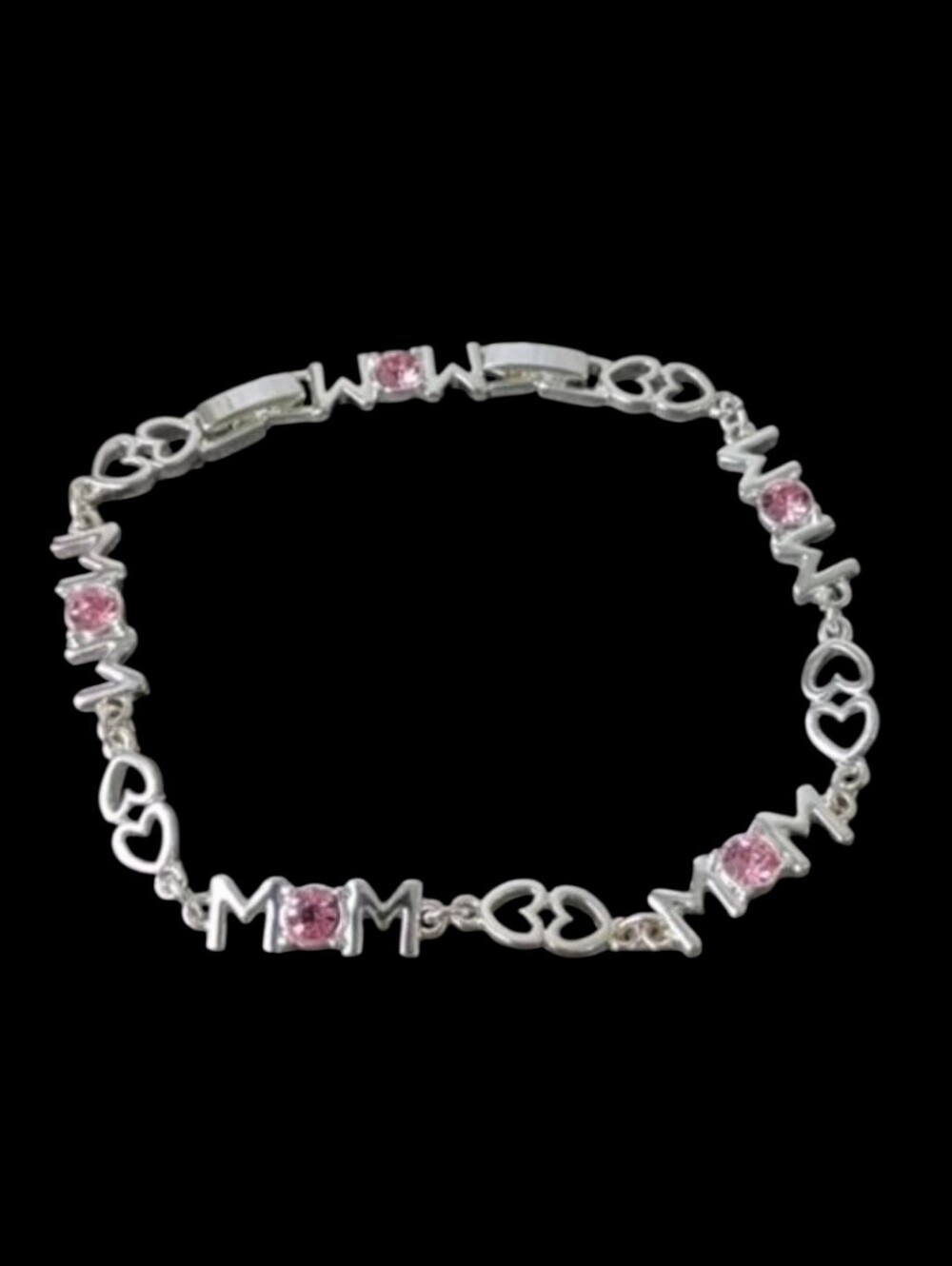 Silver Tone "Mom" Tennis Bracelet